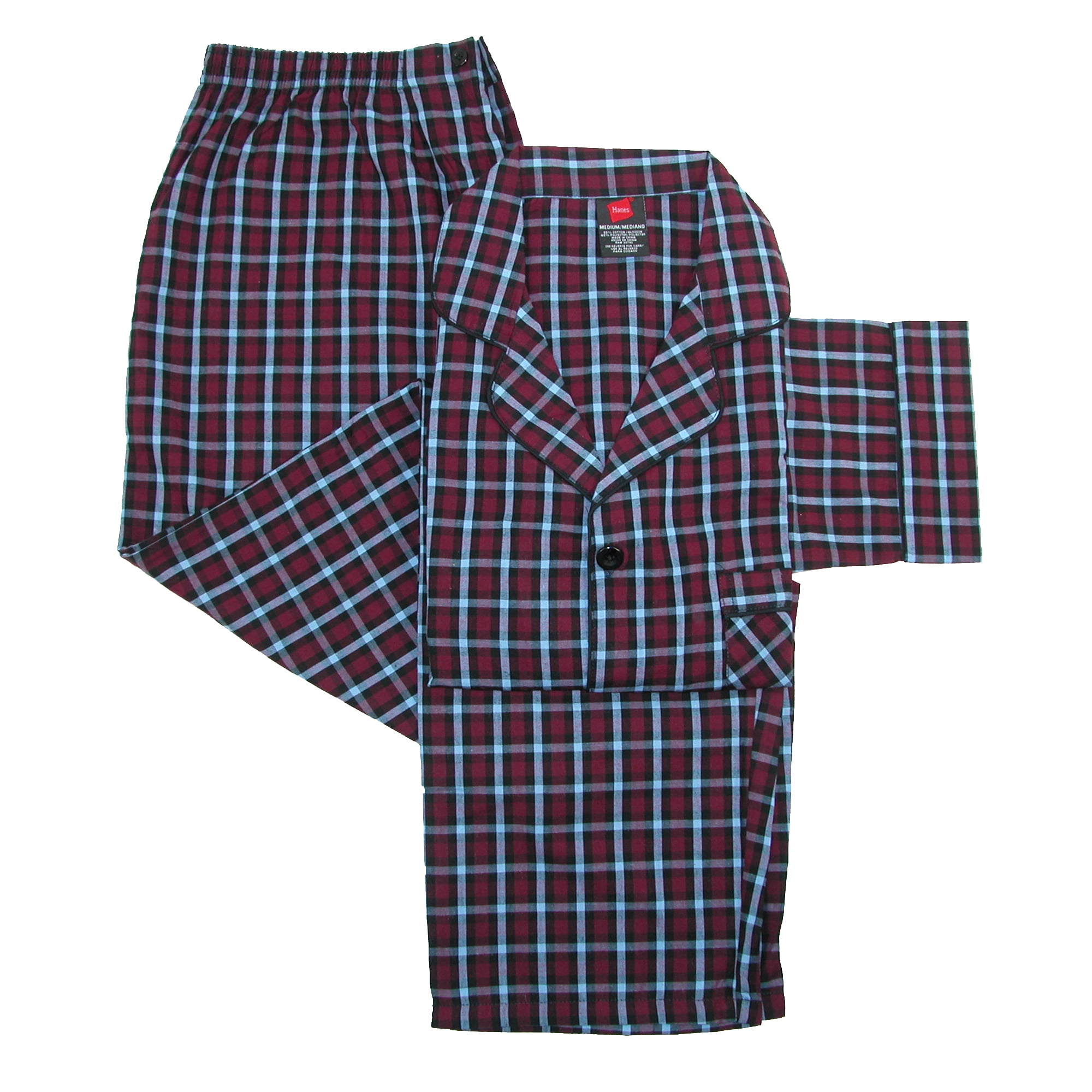 Hanes Men's Broadcloth Long Sleeve Pajama Set