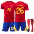 thumbnail image 1 of 2024 New European Cup Spain Home Football Jersey #26 PEDRI Football Kit, 1 of 2