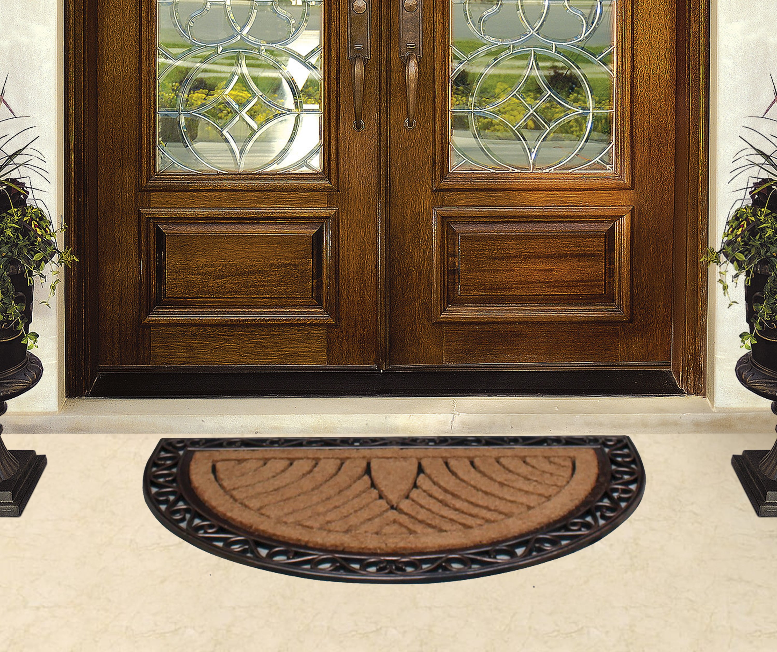 A1 Home Collections Natural Coir & Rubber Durable Anti-Shed Doormat, 30 x 48 Inch, Half Round Bronze