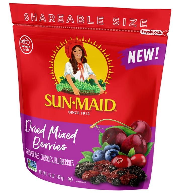 Sun-Maid® Dried Mixed Berries 15oz Resealable Stand-Up Zipper Bag