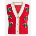 thumbnail image 5 of No Boundaries V-Neck Button Front Christmas Vest, Women’s, 5 of 5