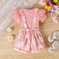 thumbnail image 5 of HCNTES Toddler Girl Clothes Newborn Infant Baby Outfits Ruffle Romper+ Soft Shorts + Cute Headband Sets For 6 12 18 24 Months Dailywear(Z01-Pink,12-18 Months), 5 of 9