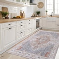 thumbnail image 5 of Buganda 2'x3' Small Area Rug, Non Slip and Low Pile Door Mat, Vintage Distress Print Pattern Carpet, Machine Washable rugs for Entrance, Red, 5 of 7