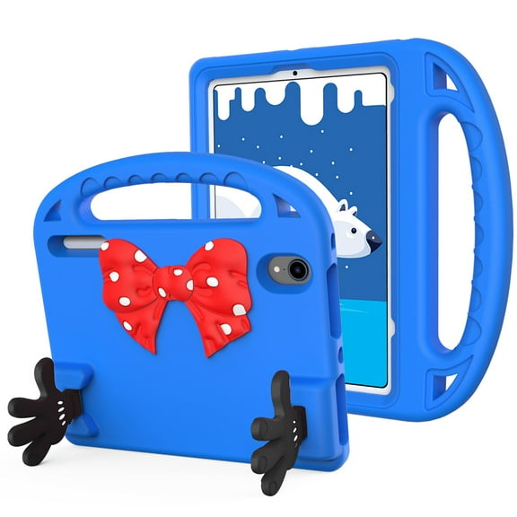 Case For Apple iPad Air 4 / iPad Air 5 / iPad Pro (11 inch) Hybrid Shockproof Bow Hands Kickstand Rubber TPU Kid-Friendly Bumper Tablet Tablet Cover [ Blue ]