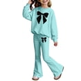 thumbnail image 4 of Gunia Kids Girls Outfits Long Sleeve Top Flare Pants With Bow Print Elegant Two Piece Toddler Kid Clothes Set 3-10 Years, 4 of 4