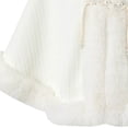 thumbnail image 3 of Trendy Women Plush Trim Cape Coat Fleece Lined Warm Open Front Poncho Shawl, Casual Outer Wear for Women’s Fall Winter Clothes White, 3 of 4