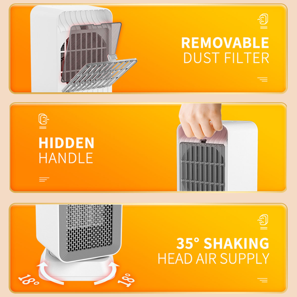 Hands DIY Space Heater Fan Heater Reusable Portable Electric Heater 1000W  Small Desktop Heater Mute Personal Heater Fast Heating PTC Ceramic Heater 3  Modes for Home Bedroom Office Desk - Walmart.com