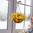 thumbnail image 3 of Artificial Hanging Flowers in Basket Fake Silk Flowers in Basket Chain Flowerpot for Patio Lawn Garden Decor, 3 of 9