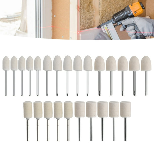 Brocas de Molienda de Fieltro de Lana, Rueda de Pulido de Fieltro de 1/8 Pulgadas 2 Formas Accesorio 25pcs 3 Tamamosos para Herramienta Rotativa para Joyas para Reloj