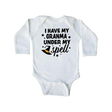 

Inktastic I Have My Granma Under My Spell with Cute Witch Hat Gift Baby Boy or Baby Girl Long Sleeve Bodysuit