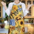 thumbnail image 6 of Beige Sunflower Butterfly Pattern Apron-Garden Aprons for Women with Pockets-Cotton Linen Waterproof Kitchen Cooking Gardening Aprons Adjustable for Kitchen,Cooking,BBQ and Salon 33x27 Inch, 6 of 7