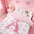 thumbnail image 3 of meiyoeat Pink Bow Duvet Cover Set For Girls,Coquette Bowtie Monogrammed A Print Bedding Full For Kids,pink Reversible,3-Piece(No Comforter), 3 of 6