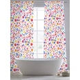 thumbnail image 4 of Colorful Polka Dot Sheer Curtains 96 Inch Length 2 Panels Set, Rainbow Watercolor Polka Dots Voile Window Treatment Semi Sheer Long Curtains Drapes for Bedroom/Living Room/Kitchen 52"x96"x2, 4 of 7