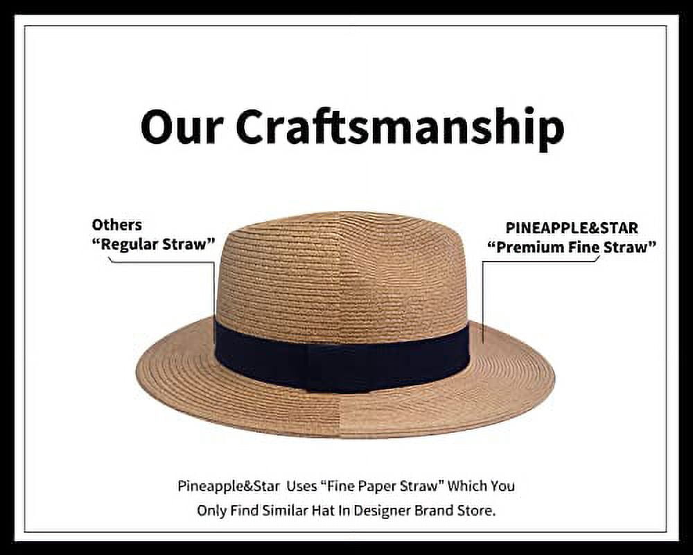 Pineapple&Star Sun Straw Fedora Beach Hat Fine Braid UPF50+  display picture 1