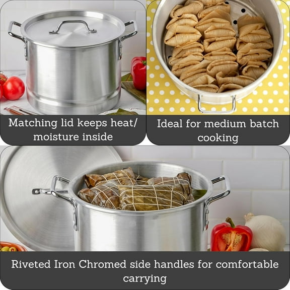 IMUSA 24 Qt Aluminum Steamer - Cookware for Large Batch Cooking