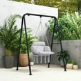 thumbnail image 5 of Spaco Hammock Swing Chair with Large Cushion, Macrame Hanging Chair with Chain and Steel Frame for Patio, Beach, Gray, 5 of 11