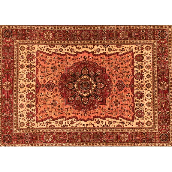 Ahgly Company Indoor Rectangle Abstract Orange Modern Area Rugs, 8' x 12'