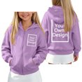 thumbnail image 5 of NAISIBABY Girls' Fleece-Lined Sweatshirt – Solid Color Long Sleeve Hooded Zip-Up Casual Jacket Purple Size 9, 5 of 7