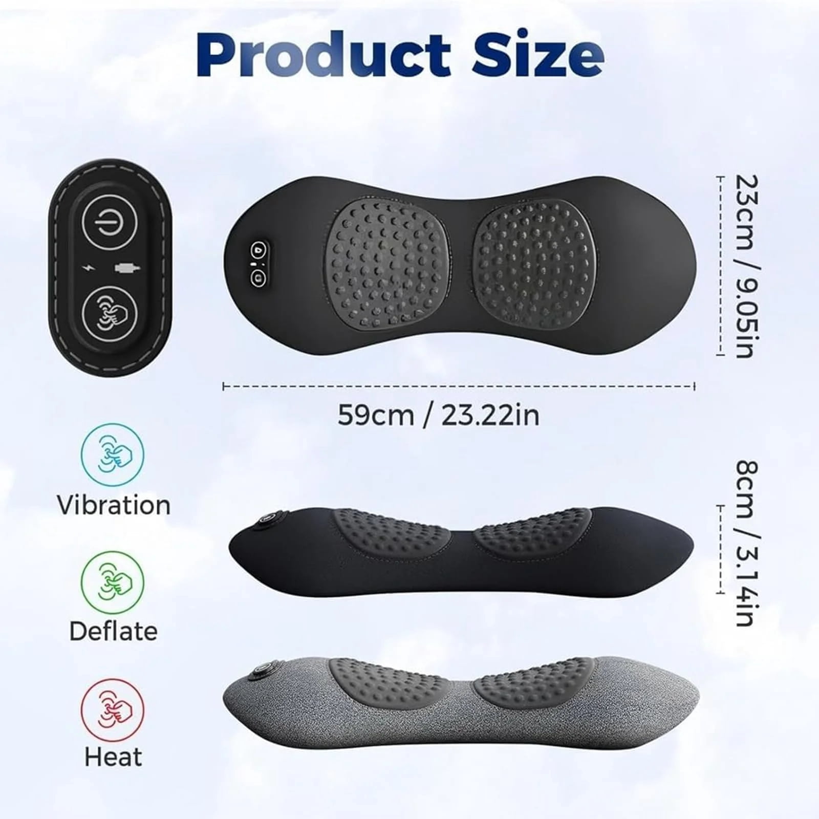 Smooth Spine Triple Fusion Back Massager, 2025 Upgraded 3 in 1 Neck Shoulder Backs Massagers with Traction, Vibration & Heat (Dark Gray)