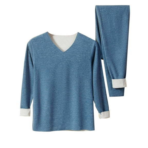 TMOYZQ Mens Big & Tall Thermal Underwear Set Winter Cold Weather Long Johns 2 Piece Seamless Base Layer Fleece Line Stretch Soft Warm Top and Bottom Set