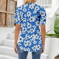 thumbnail image 6 of T Shirts For Women Womens Tops V Neck Tops Puff Short Sleeve T Shirt Pleated Floral Printed Tunic Blouse Shirts, 6 of 7