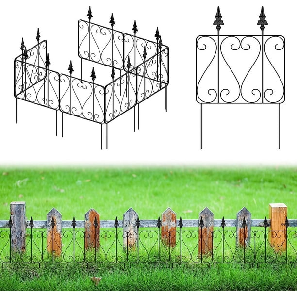 7 Pack Decorative Garden Fence, 23.5in(H) x 15ft(L), Rustproof Metal ...