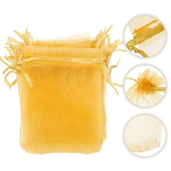 WEUVEB 100Ud Bolsas De Organza Doradas Para Envoltura Creativa Y Almacenamiento Ligero