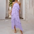 thumbnail image 2 of Miluxas Womens off Shoulder Halter Maxi Dress Sleeveless Backless Ruffle Cake Dresses Solid Flowy Swing Beach Vacation Outfits Purple, 2 of 9