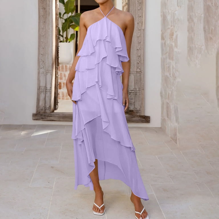 women's lavender dresses Princess Maxi Gown - Lavender Purple, XLarge | Hazel and Olive line silhouette create a graceful Lavender Chiffon Maxi Dress: Romantic