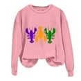 thumbnail image 4 of Baberdicy Women's Lobster Print Crew Neck Long Sleeve Top Pink Polyester, 4 of 4