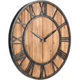 thumbnail image 5 of Relojes de pared de madera maciza silenciosa de gran tamaño y metal de bronce vintage de estilo rústico de granja de 18 pulgadas, 5 of 5