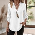thumbnail image 2 of Camisas de Color Sólido para las Mujeres 3/4 Manga Manga Corta Cuello en V, Blusa Casual para Primavera Verano Diario, 2 of 9