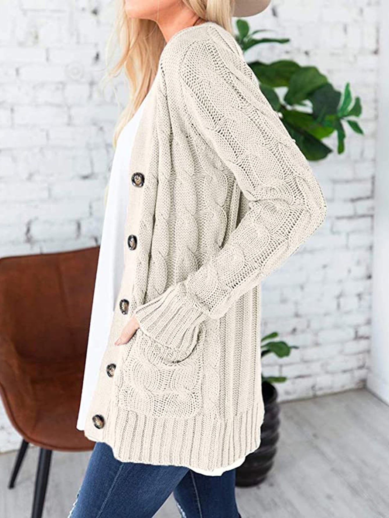 womens cable knit cardigan