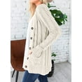 thumbnail image 2 of Women's Cable Knit Cardigan Long Sleeve Open Front Button Down Knitwear Sweater Coat, 2 of 4