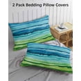 thumbnail image 3 of Blue Green Pillow Covers Queen Size 2 Pack, Gradient Watercolor Modern Abstract Art Soft Bed Throw Pillowcases Breathable Cooling Long Lumbar Body Pillow Sham Cover for Bed Sofa 20''x30'', 3 of 7