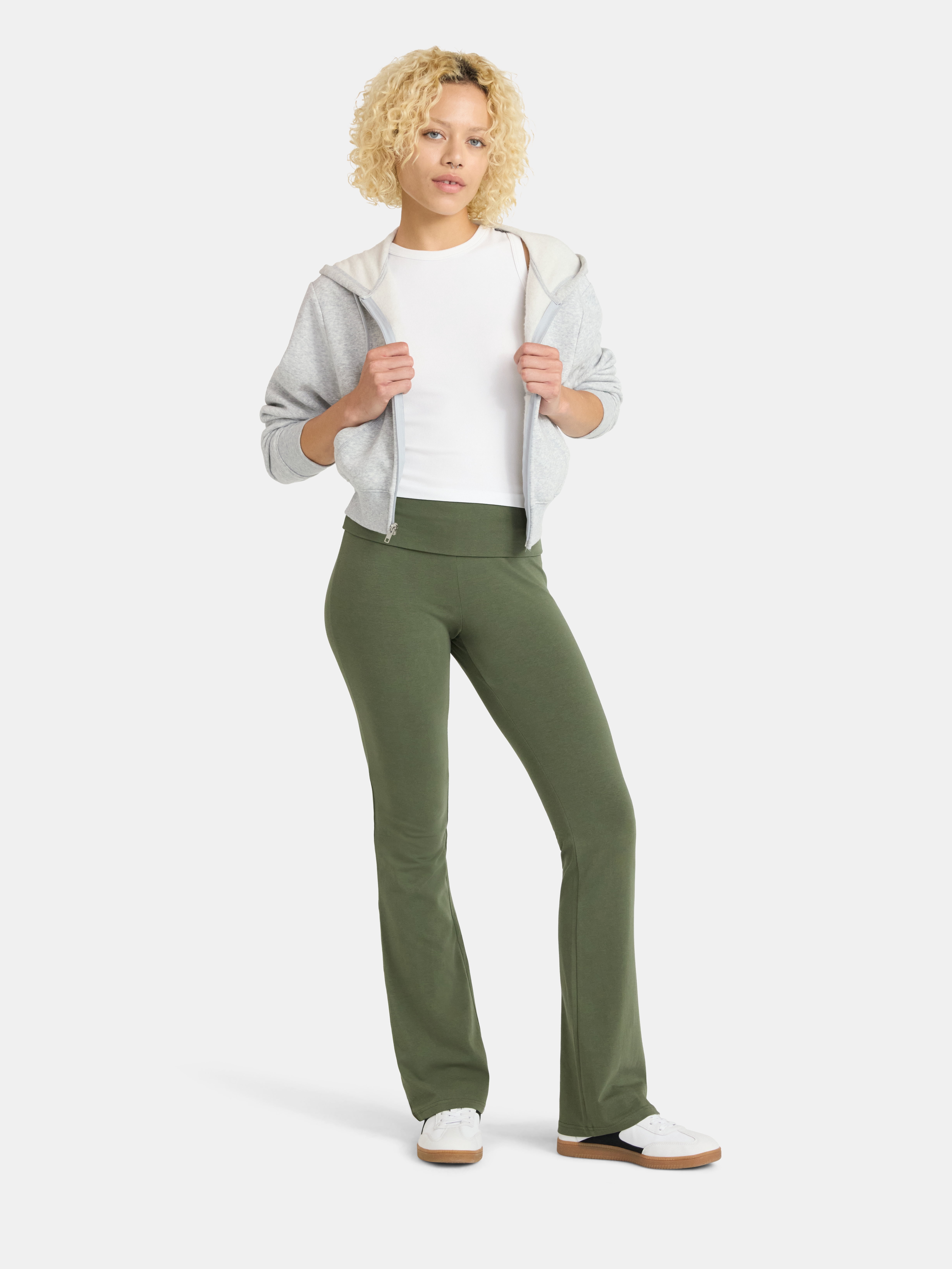 No Boundaries Flare Pants with Foldover Waistband, 32'' Inseam, Women's and Women's Plus XS-XXL