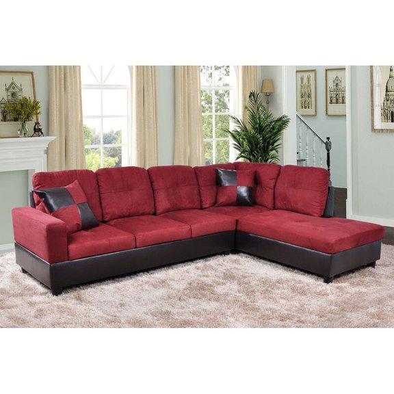 PonLiving 103.5" Wide Corner Microfiber Sectional Sofa with Storage Ottoman & Matching Pillows Right Hand Facing, Chocolate