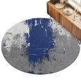 thumbnail image 2 of Round Area Rugs 3.3Ft, Navy Blue Cement Gray Non-Slip Washable Circle Rugs Carpet, Modern Abstract Art Blue Indoor Outdoor Rug Floor Mats Throw Runner for Bedroom Living Room Bathroom, 2 of 8