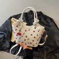 thumbnail image 7 of Hfppkn Cherry Print PU Leather Tote Bag Detachable Strap Crossbody Handbag for Work Travel 23x17x9cm White, 7 of 7