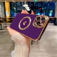 thumbnail image 4 of Compatible with iPhone 12 Pro Max Magnetic Case-6.7 Inch, Luxury Love Heart Pattern Plating Phone Case, Compatible with MagSafe for Women Girls Shockproof Back Cover-Purple, 4 of 10