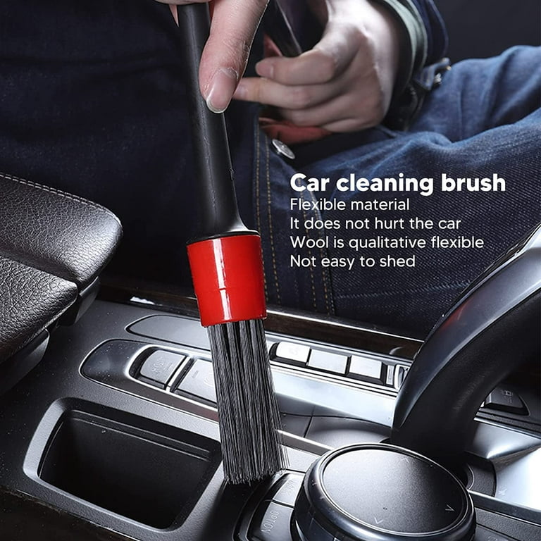  Detailing Brush Set, 5 Pcs Soft Automotive Detail Brushes,  Different Sizes Car Detailing Brushes for Cleaning Wheels, Interior,  Exterior, Engine : Automotive