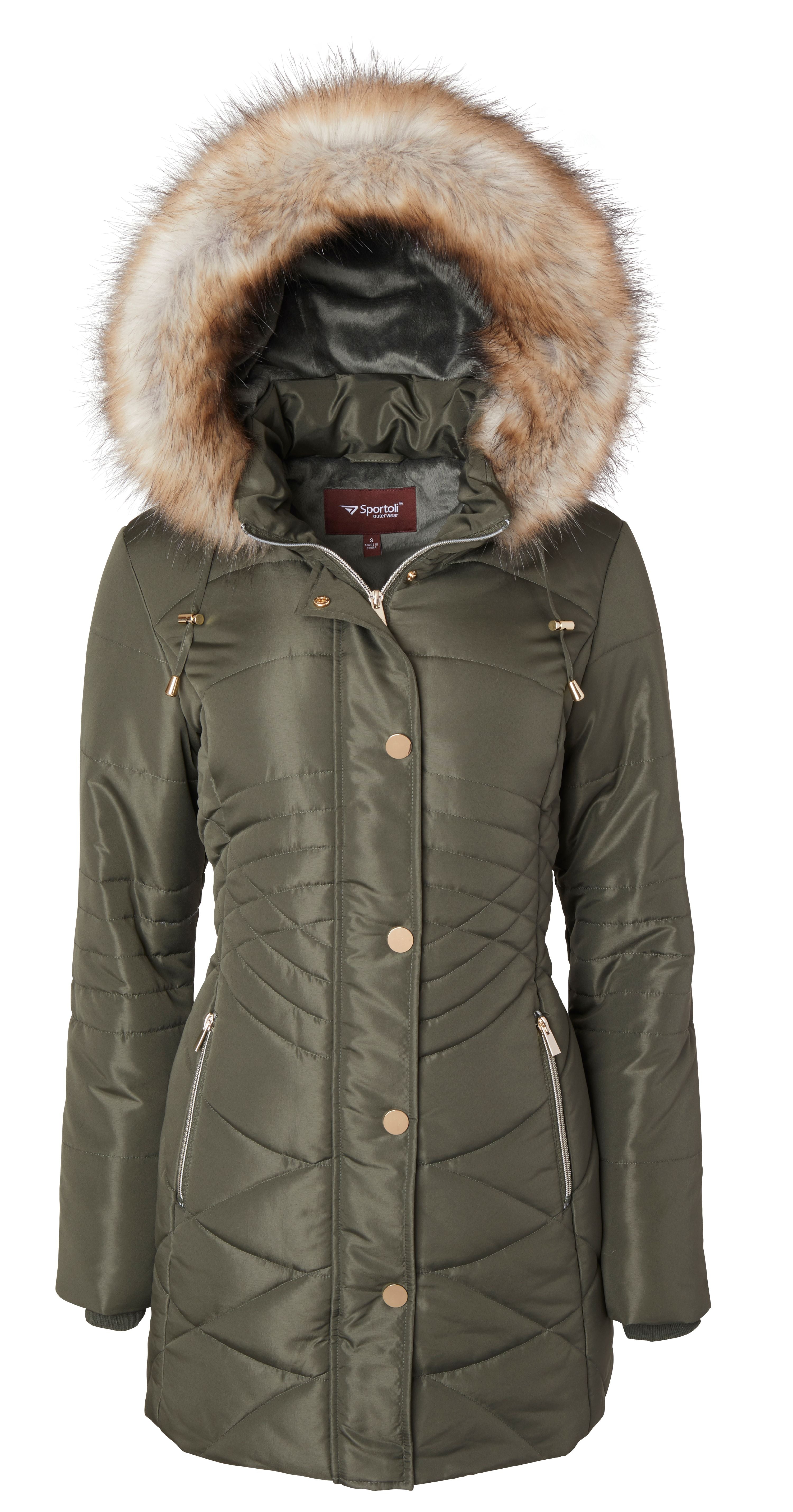 Fahrenheit Puffer Coat Faux Fur Hood great selection & quick delivery