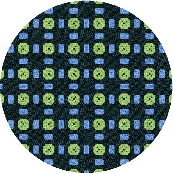 Ahgly Company Machine Washable Indoor Round Transitional Night Black Area Rugs, 8' Round