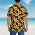 thumbnail image 3 of Lsque Black Marble Pattern Sunflower pattern Hawaiian Shirt for Men, Unisex Summer Beach Casual Short Sleeve Button Down Shirts-Large, 3 of 9