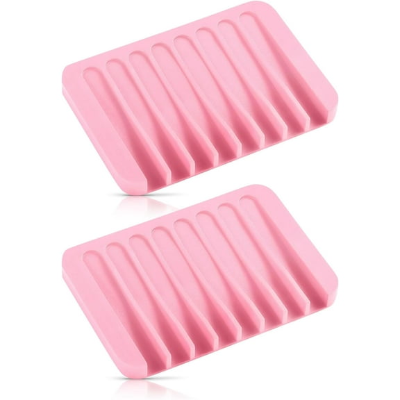 Bathroom Self Draining Soap Dish, Silicone Soap Holder for Bar Soap, Pack of 2