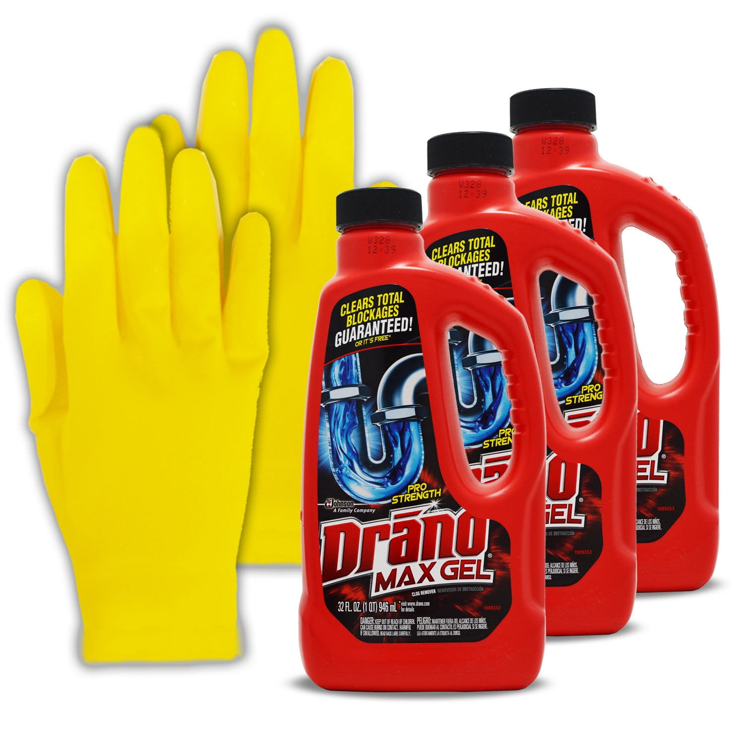 (3 PK) Draino Max Gel Kit (32 Oz) Professional Strength Drano Drain Clog Liquid Remover Cleaner