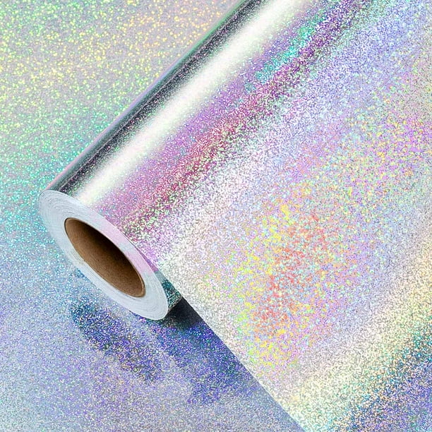 Rollo de papel de regalo holográfico metálico burymento plateado