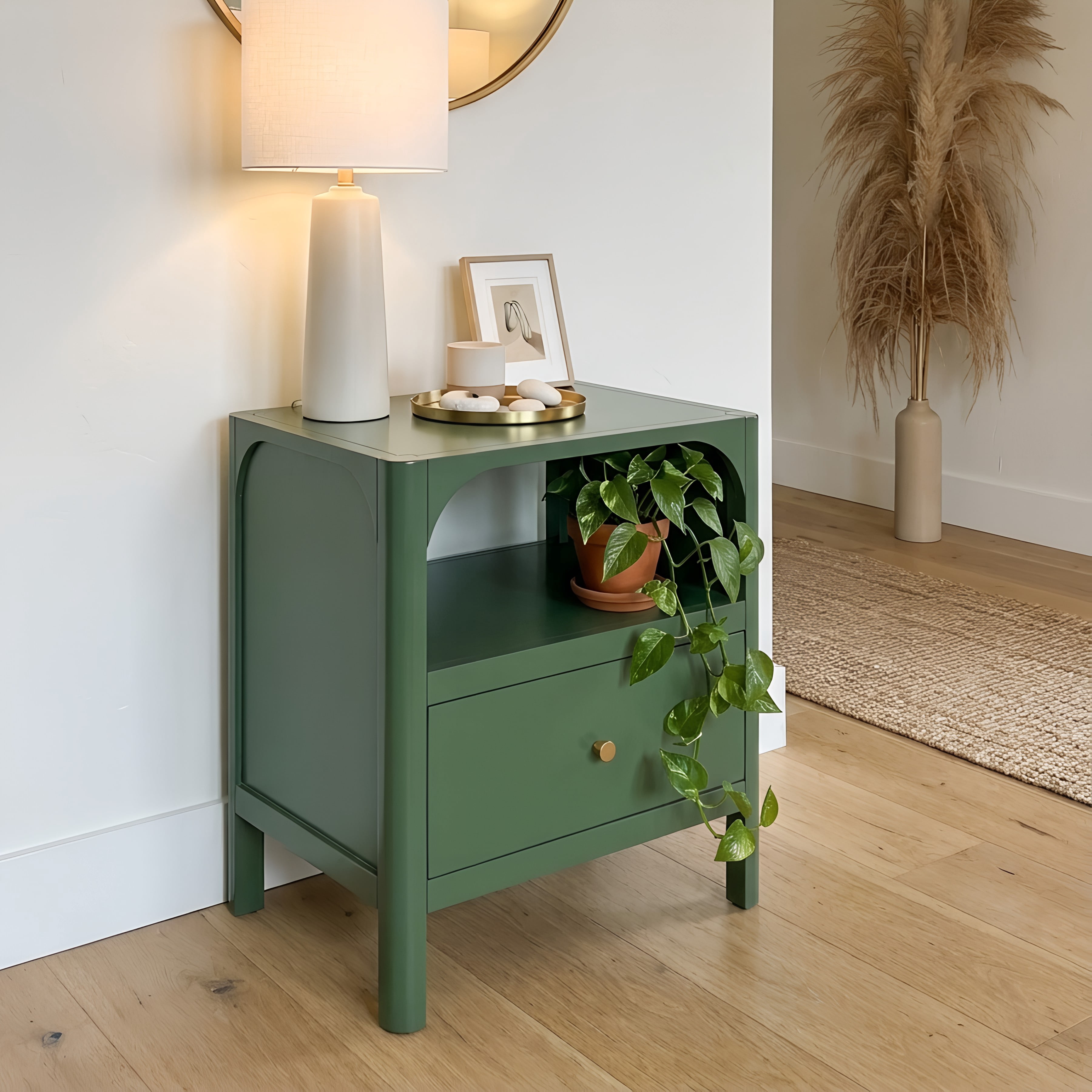 1 Drawer Nightstand Vintage Green
