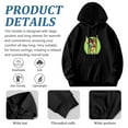 thumbnail image 4 of Men's Long Sleeve Hoodie Pullover Sweatshirt with Cartoon Design: Two Animated Characters with Drinks on Green Background Front Pocket, 4 of 7