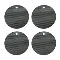Uxcell Trivets for Hot Dishes 6 Inch, 4 Pcs Silicone Hot Pads Pot Holder Heat Resistant Silicone Trivets Mat Round Silicone Mat Non Slip for Kitchen Countertops, Black